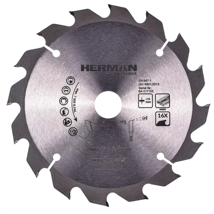Kreissägenblatt HERMAN CW-20 Force Holz ab 10mm