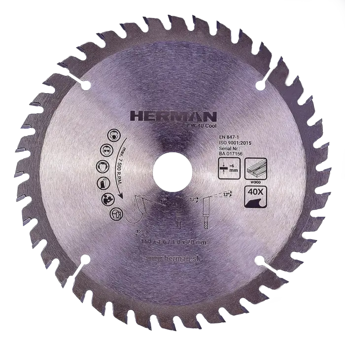 Kreissägenblatt HERMAN CW-40 Cool 160x1,6/1,0x20mm|40 Zähne