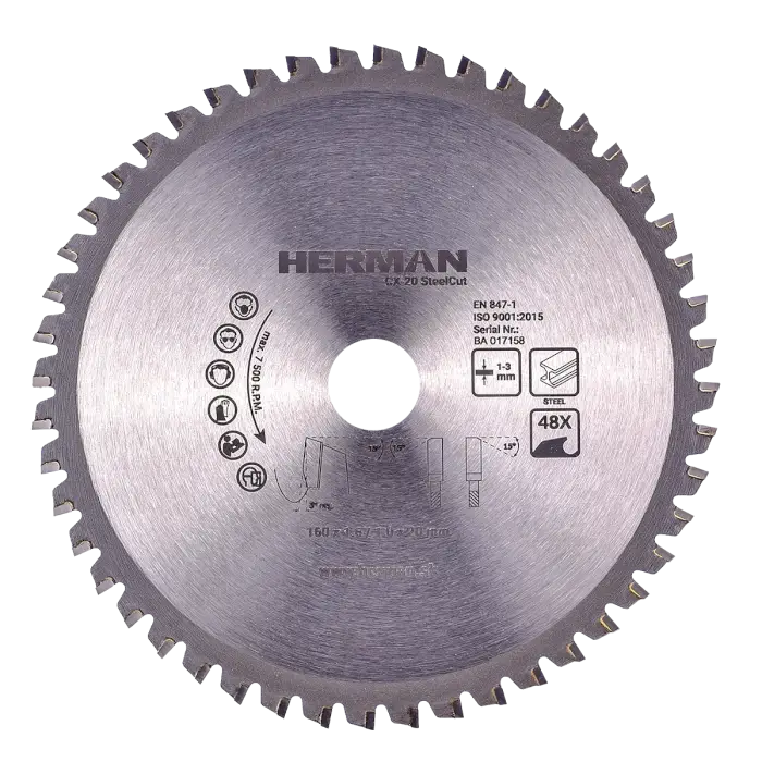 Kreissägenblatt HERMAN CX-20 SteelCut 160x1,6/1,0x20mm|48 Zähne