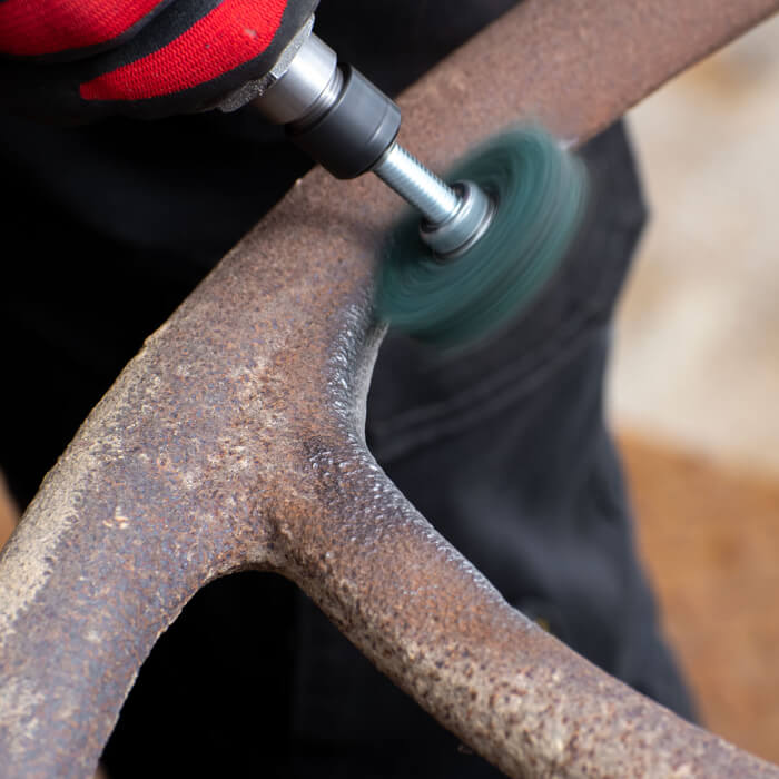 Reinigungsscheibe am Schaft HERMAN FWK-20/S Dragon Green Schleifmittel: STRIP-IT + Korund