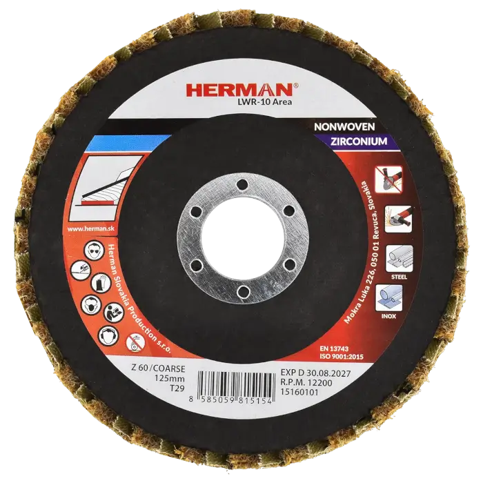 Kombinierte Lamellenscheibe HERMAN LWR-10 Area ZirTex 125mm | coarse | P60