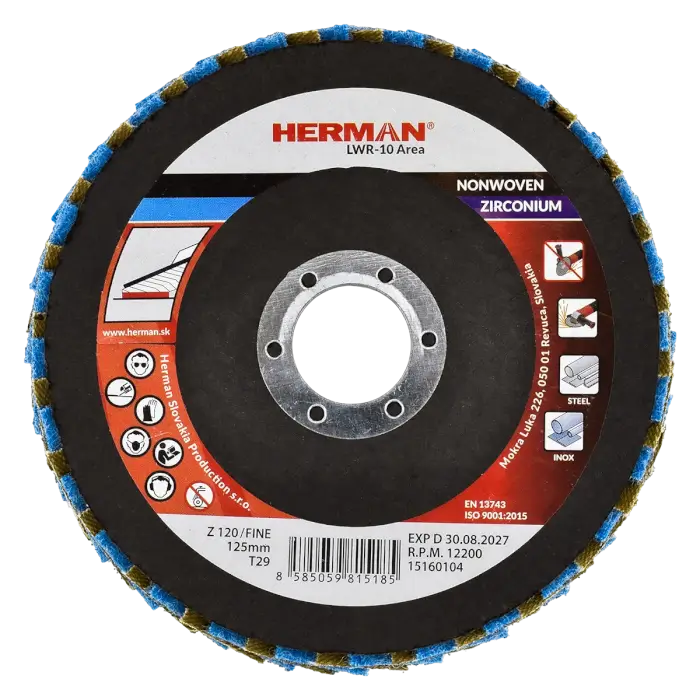 Kombinierte Lamellenscheibe HERMAN LWR-10 Area ZirTex 125mm | fine | P120