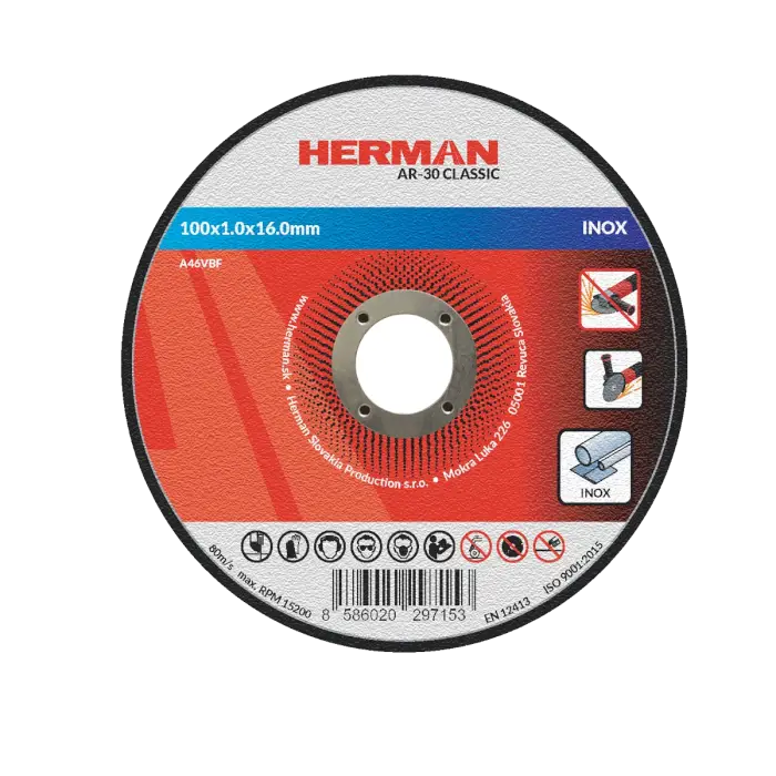 Trennscheibe HERMAN AR-30 Classic|Für Edelstahl 100x1,0x16,0mm|Gerade|TYP 41