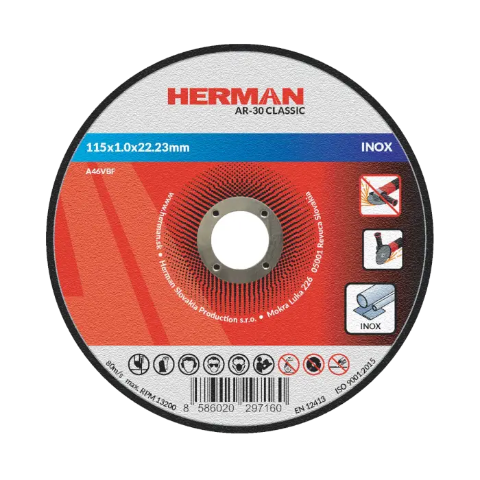 Trennscheibe HERMAN AR-30 Classic|Für Edelstahl 115x1,0x22,23mm|Gerade|TYP 41