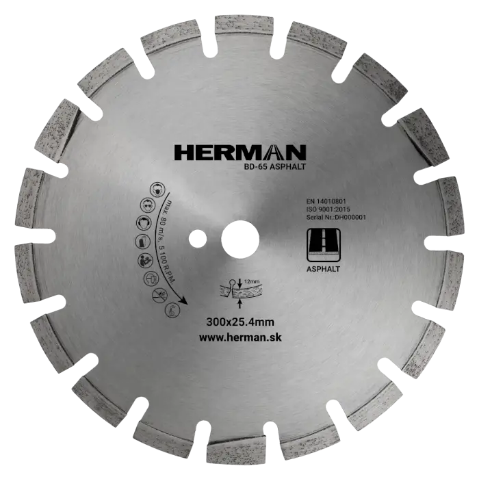 Diamantscheibe HERMAN BD-65 Asphalt 300x25,4mm | H=12mm