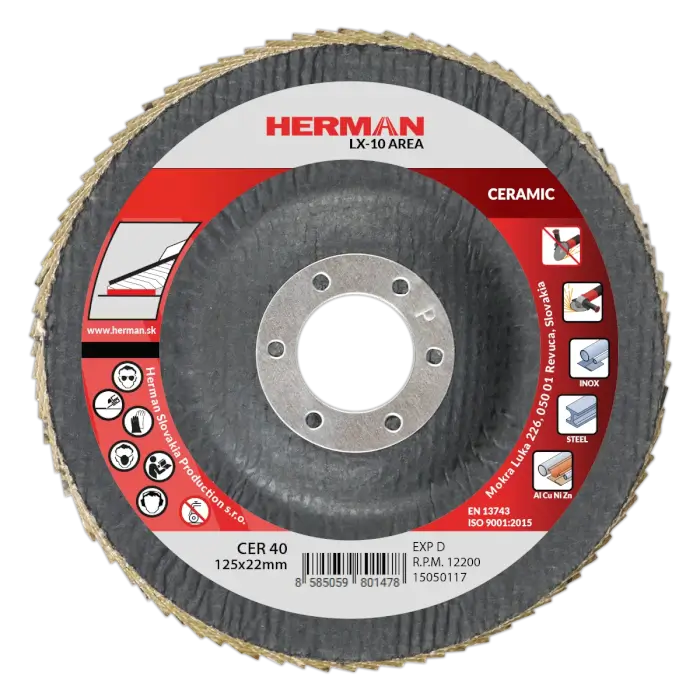 Lamellenscheibe - Keramikkorn HERMAN LX-10 Area Für rostfreie und legierte Stähle