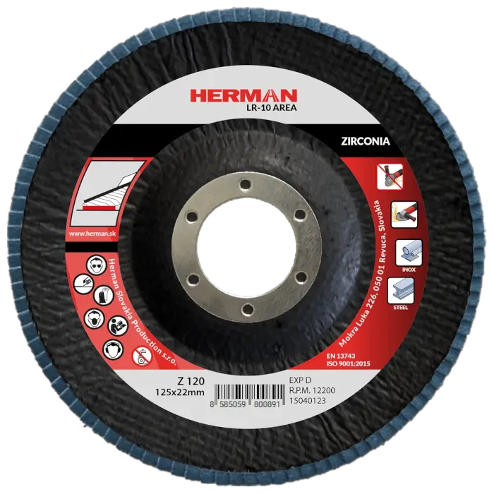 Lamellenscheibe HERMAN LR-10 Area 125mm|P120|zirconia