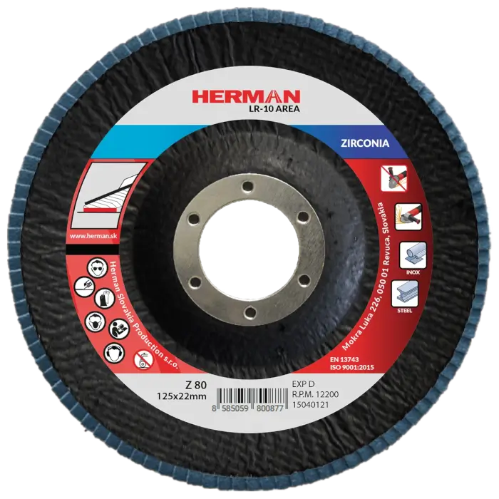 Lamellenscheibe HERMAN LR-10 Area 125mm|P80|zirconia