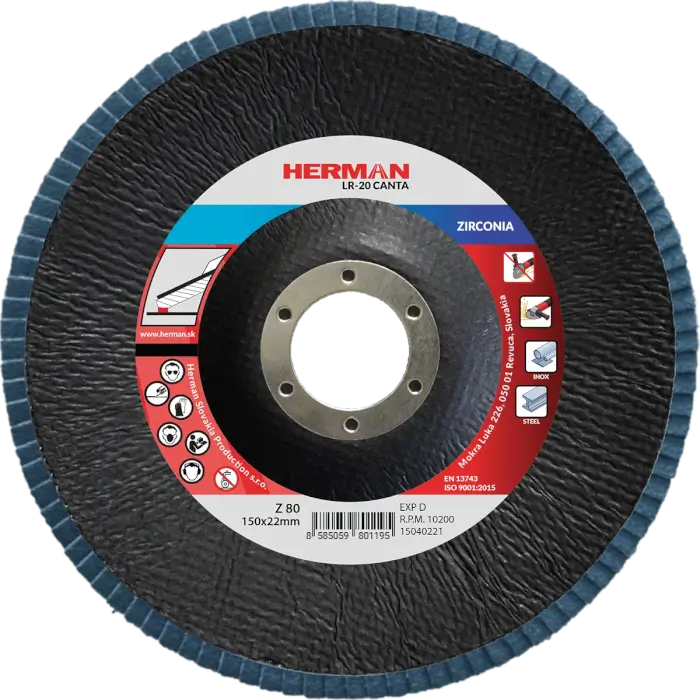 Lamellenscheibe HERMAN LR-20 Canta 150mm|P80|zirconia