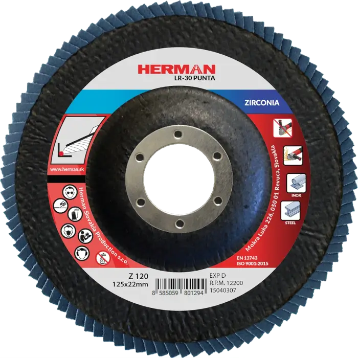 Lamellenscheibe HERMAN LR-30 Punta 125mm|P120|zirconia