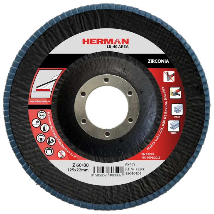 Lamellenscheibe HERMAN LR-40 Area 125mm|P60/80|zirconia