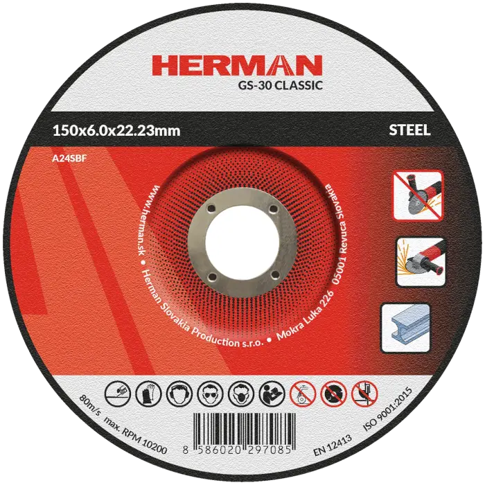 Schleifscheibe HERMAN GS-30 Classic|Für Stahl 150x6,0x22,23mm