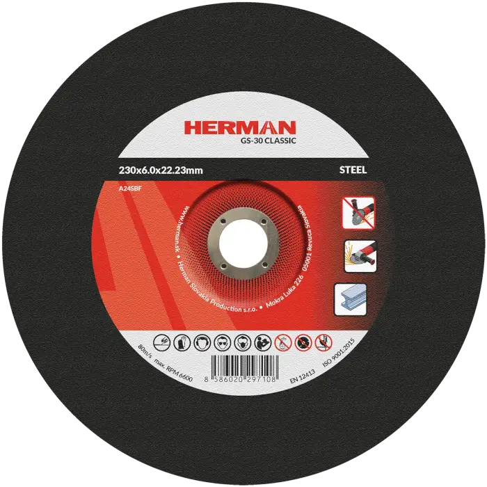 Schleifscheibe HERMAN GS-30 Classic|Für Stahl 230x6,0x22,23mm