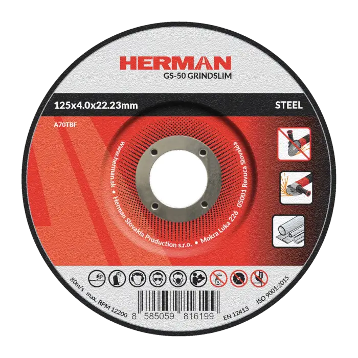 Schleifscheibe HERMAN GS-50 GrindSlim|Für Stahl 125x4,0x22,23mm