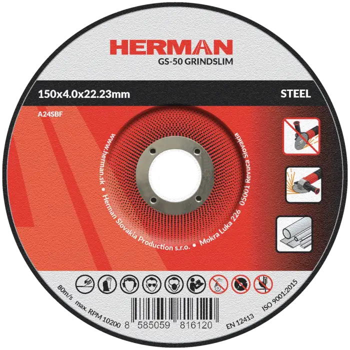Schleifscheibe HERMAN GS-50 GrindSlim|Für Stahl 150x4,0x22,23mm