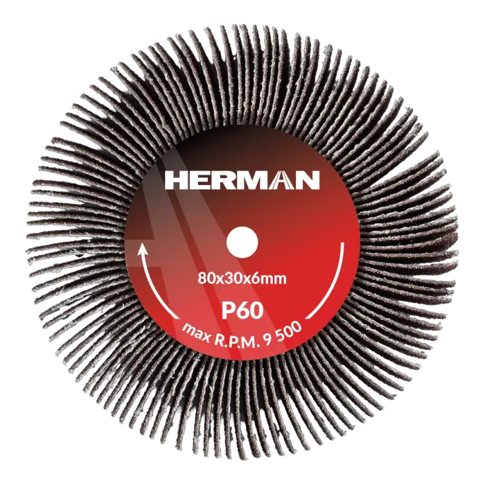 Schleifscheibe auf Schaft HERMAN FWS-10/S 80x30x6mm | Corundum | P60