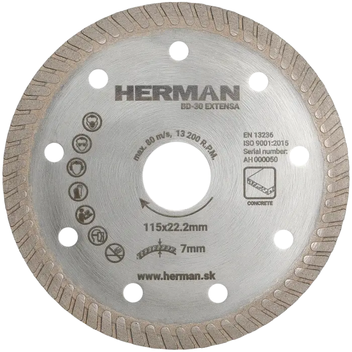 Diamantscheibe HERMAN BD-30 Extensa 115x22,2mm|H=7mm