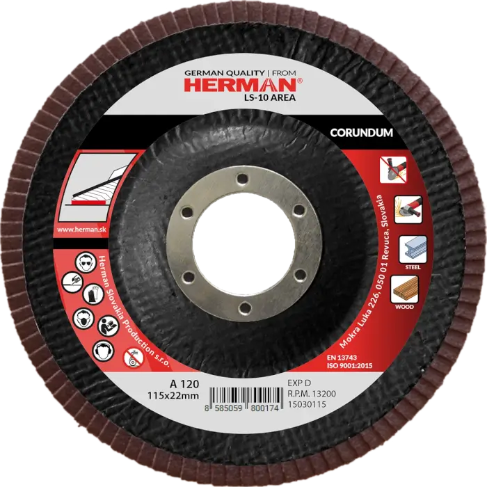 Lamellenscheibe HERMAN LS-10 Area 115mm|P120|corundum