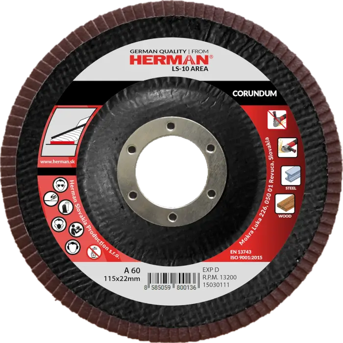 Lamellenscheibe HERMAN LS-10 Area 115mm|P60|corundum