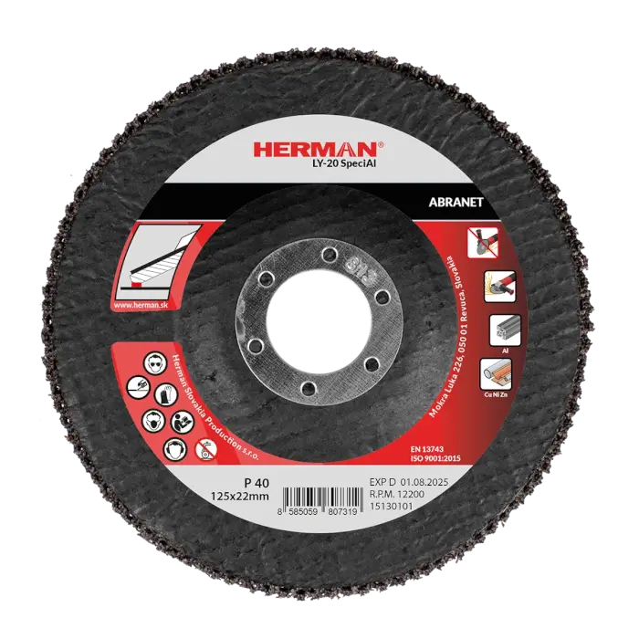 Lamellenscheibe HERMAN LY-20 SpeciAl 125mm|P40|Für Aluminium