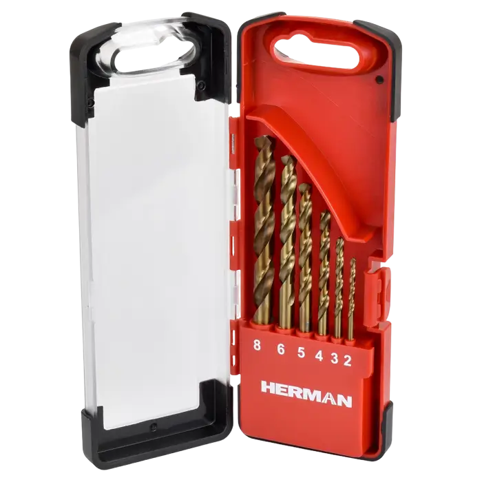 Satz Metall-Bohrer DIN 338 HERMAN QDM-49 HSS-E Co 5% 6 Bohrer im Satz