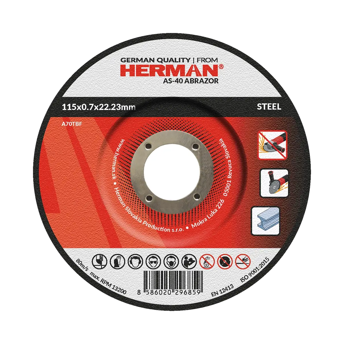 Trennscheibe HERMAN AS-40 Abrazor Für Stahl | Gekröpft